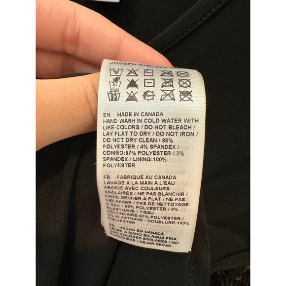 JOSEPH RIBKOFF | Black V-Neck Top with Sequin Balloon Sleeves | Size 2 - Picture 6 of 6